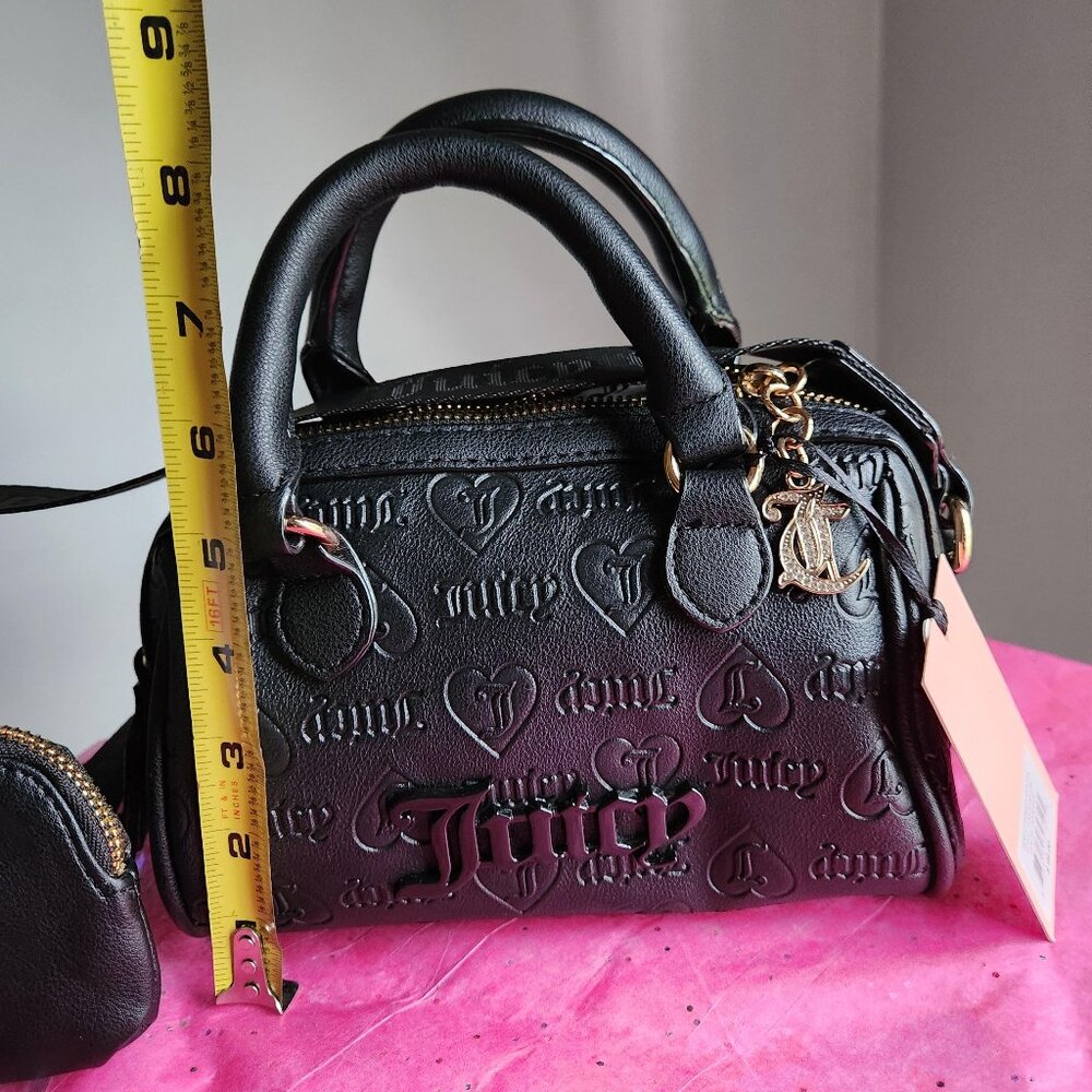 Juicy Couture NWT Semi Charmed Mini Black Bag and pouch 4Pc Satchel set - Picture 4 of 9